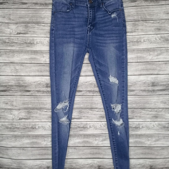 PacSun Jeggings High Rise Ankle Super Power Stretch Distressed Raw Hem Sz 24 - Picture 2 of 9
